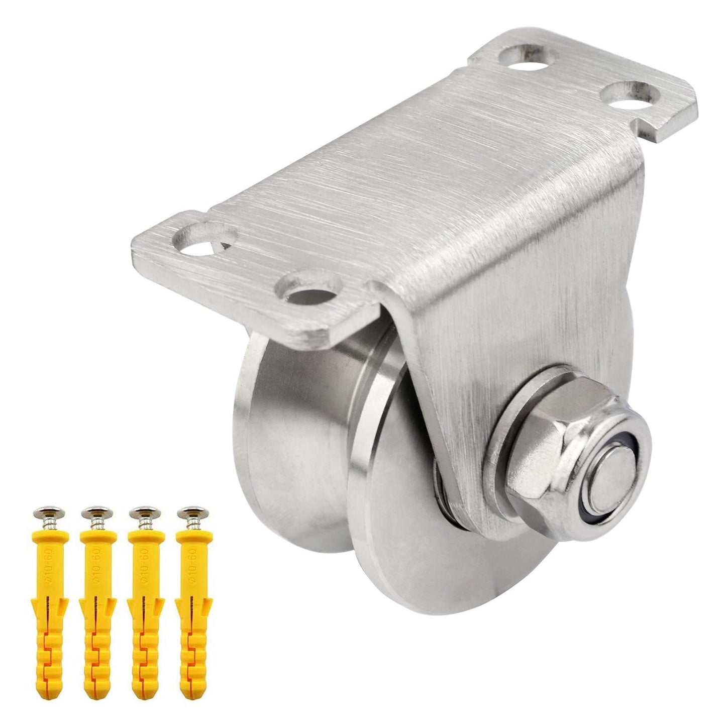 1 Piece Groove Wheel Pulley 304 Stainless Steel Pulley Block Super Silent Detachable Duplex Bearing for DIY Gym Equipment, Sliding Gate with Mounting Screws and Expansion Pipes U Type