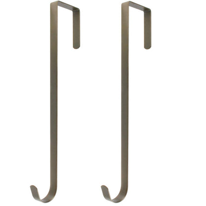15" L Premium Over The Door Metal Wreath Hanger Metal Hook 2packs (Black)