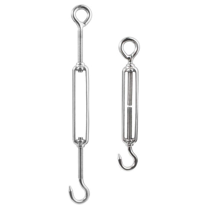 M5 3/16 inch Hook & Eye/C to O Turnbuckle 304 Stainless Steel, Hardware Kit for Wire Rope Tension Heavy Duty, for Sun Shade, Tent Installation, Anti-Rust, 10 Packs