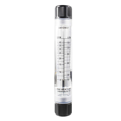 Inline Clear Acrylic Water Flowmeter 1PT Dia Threads G-25 4-40 GPM 15-150 LPM