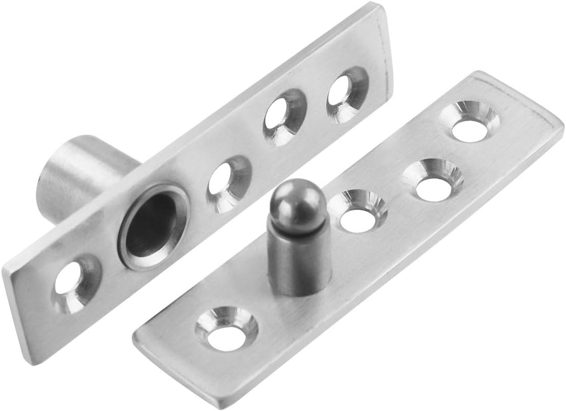 3 Inch Length Offset-Axes Rotating Hinge 360 Degree Door Pivot Hinge Concealing Up Down Shaft Hinges, Stainless Steel Brushed Nickel 2 Pcs