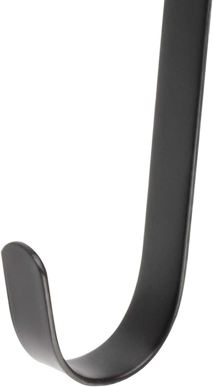 15" L Premium Over The Door Metal Wreath Hanger Metal Hook 2packs (Black)