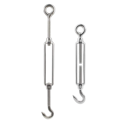 M6 1/4 inch Turnbuckles Hook, 304 Stainless Steel Turnbuckle Heavy Duty Wire Rope Tension Cable Railing Kit for Sun Shade Tent Installation,Pack of 8