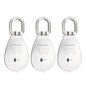 3Pcs 304 Stainless Steel M32 Single Pulley Block, Wire Rope Hanging Wire Towing Wheel, with 3Pcs Spring Snap Hook