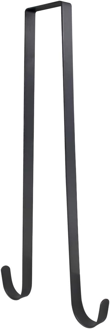 15 Inches Double Side Wreath Hangers Over The Door - Large Wreath Metal Hook for Christmas Wreath Front Door Hanger - Holds 2 Wreaths with This 2 Sided Hanger (Black)