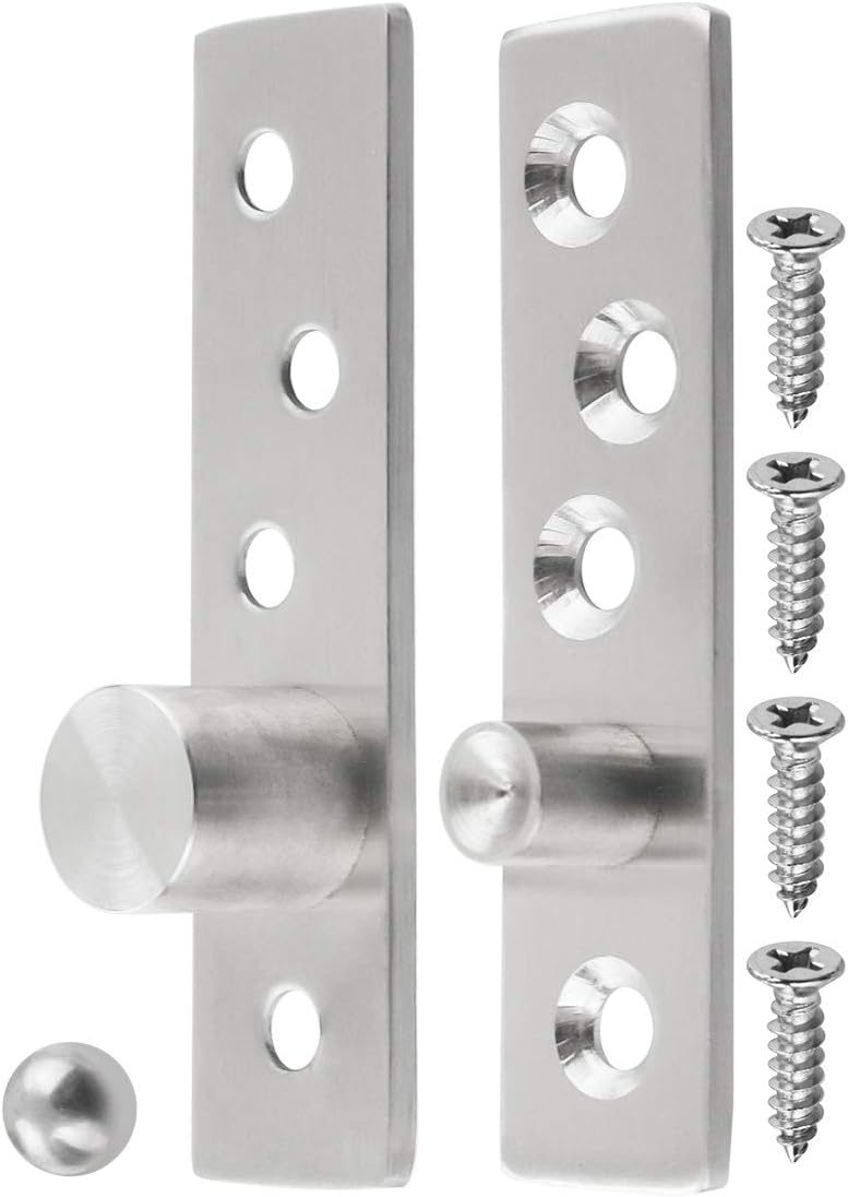 3 Inch Length Offset-Axes Rotating Hinge 360 Degree Door Pivot Hinge Concealing Up Down Shaft Hinges, Stainless Steel Brushed Nickel 2 Pcs