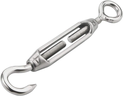 10 Pcs M4/5/32 Hook and Eye Turnbuckle 304 Stainless Steel Turnbuckles for Cables Wire Rope Tension for DIY String Light Picture Hanging Fence Gate Wire Tent Rope