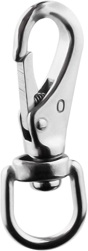 Swivel Eye Snap Hooks 304 Stainless Steel Spring Snap Clip Buckle Clasp Hardware Accessories for Bird Feeders Pet Chains, Keychains, Collars and More M4(0#) 6-Pack