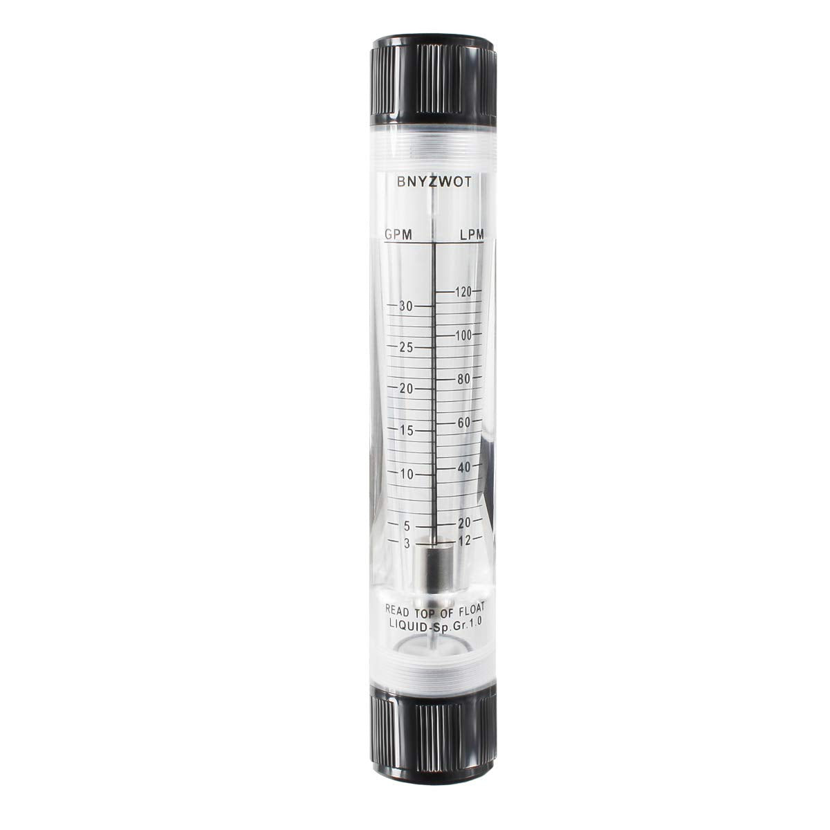 Inline Clear Acrylic Water Flowmeter 1PT Dia Threads G-25 3-30 GPM 12-120 LPM