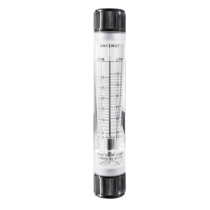 Inline Clear Acrylic Water Flowmeter 1PT Dia Threads G-25 3-30 GPM 12-120 LPM