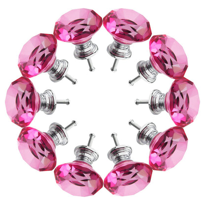 Crystal Glass Cabinet Knobs 30mm Diamond Shape Drawer Kitchen Cabinets Dresser Cupboard Wardrobe Pulls Handles 10 Pcs