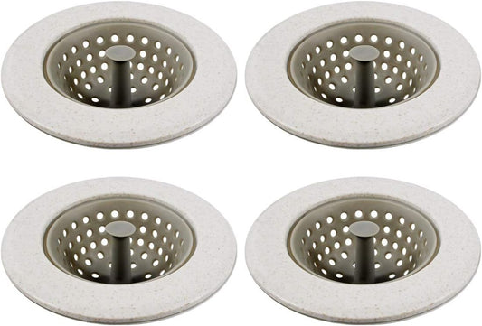 Silicone Sink Strainer - Garbage Disposal Strainer Drain Catcher Plug Drain Cover Kitchen Sink Basket - Beige 4 Pack