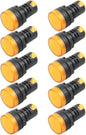 12V/24V/110V 20mA Energy Saving LED Indicator Light Mounting Hole Size 22mm (7/8 Inch) Green Yellow Red Blue White (24V) 10 Pcs (Yellow, 24V)