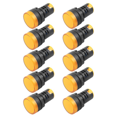 Indicator Light AC/DC 110V 20mA LED Flush Panel Mount Yellow 10 Pcs
