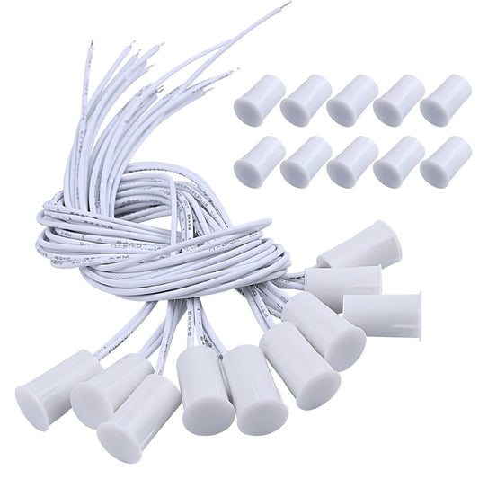 RC-33 NC Recessed Wired Security Window Door Contact Sensor Alarm Magnetic Reed Switch White 10 Pair