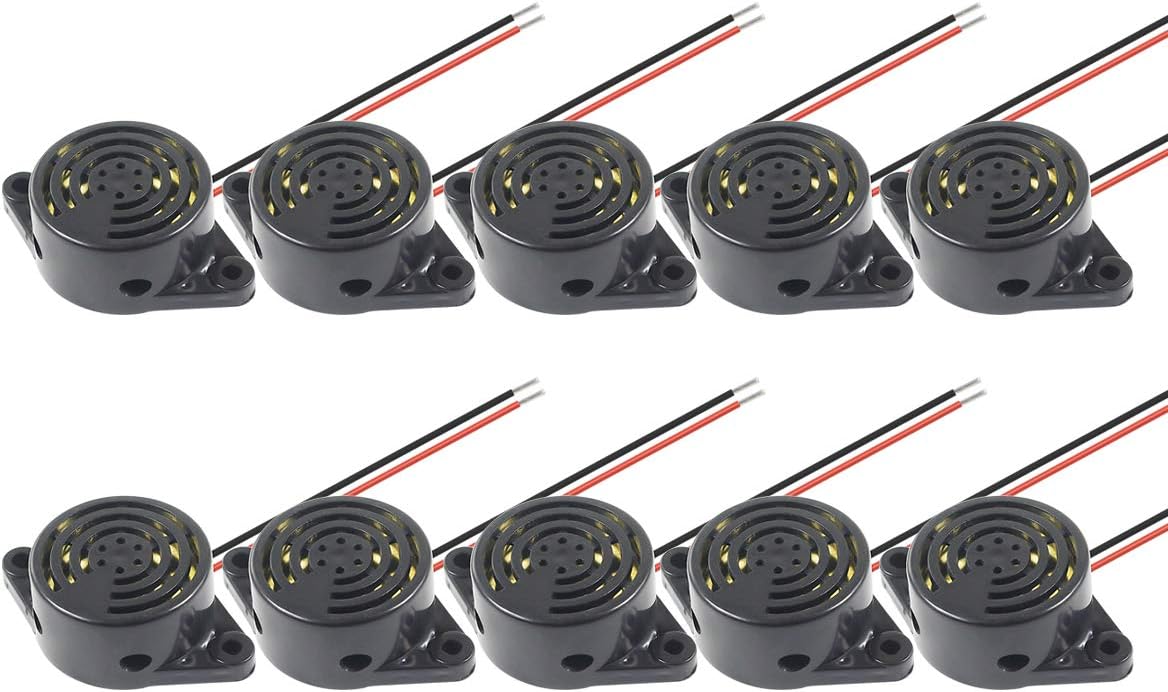 10PCS SFM-27 DC 3-24V Alarm Siren Electronic Piezo Active Buzzer, 95dB High Decibel Continuous Beep Speaker for Arduino