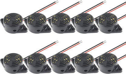 10PCS SFM-27 DC 3-24V Alarm Siren Electronic Piezo Active Buzzer, 95dB High Decibel Continuous Beep Speaker for Arduino