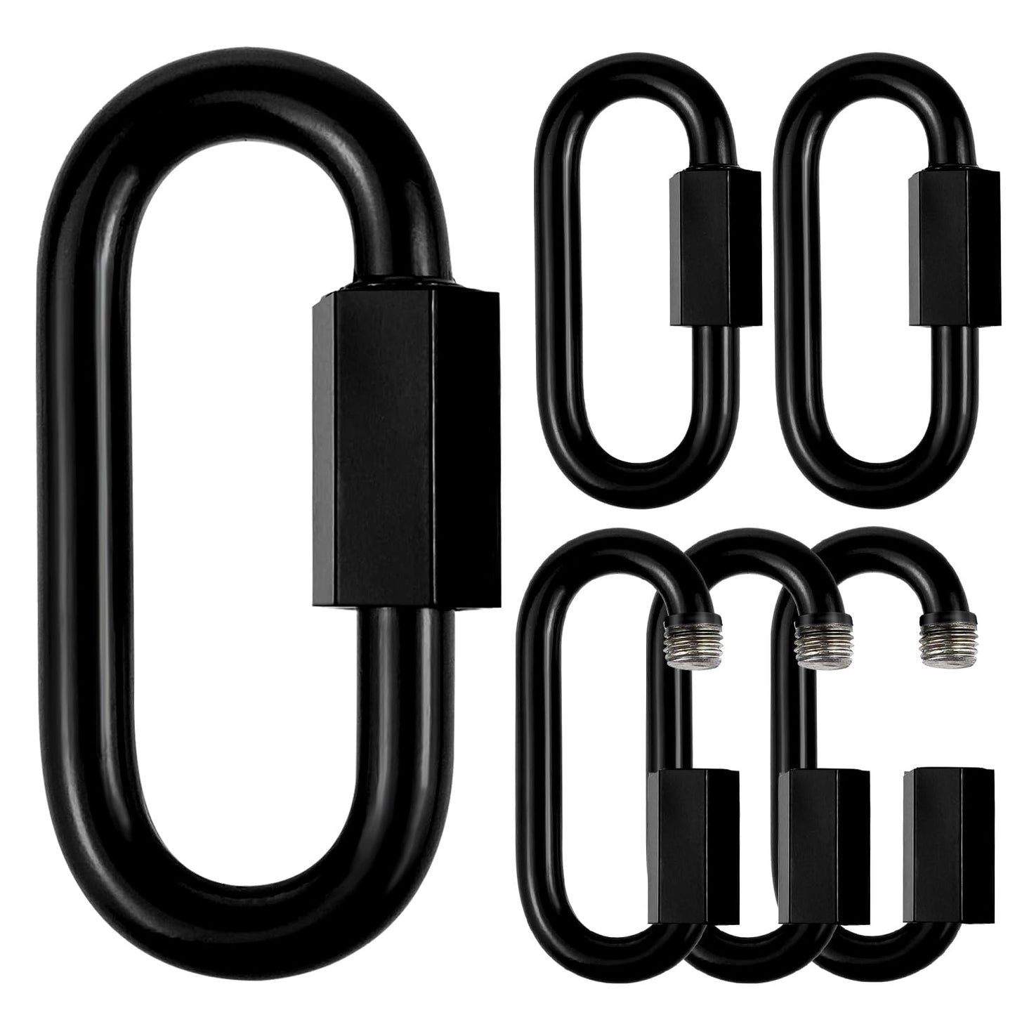 Stainless Steel Chain Quick Links- Locking Carabiners, Chain Hooks, Twist Key Ring Screw Chain Link,Black