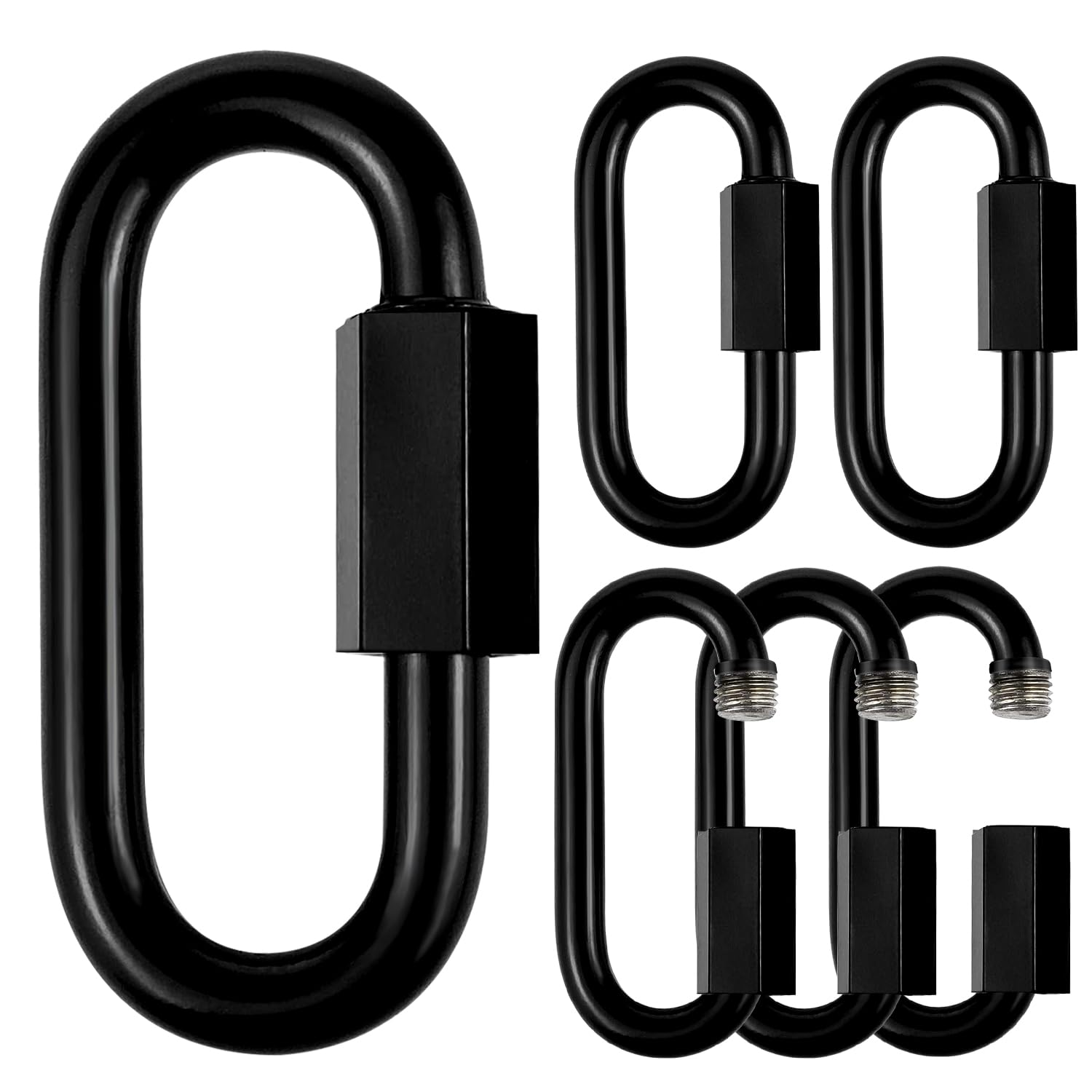 Stainless Steel Chain Quick Links- Locking Carabiners, Chain Hooks, Twist Key Ring Screw Chain Link,Black