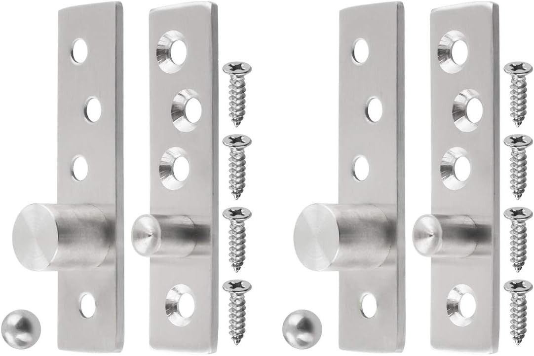 3 Inch Length Offset-Axes Rotating Hinge 360 Degree Door Pivot Hinge Concealing Up Down Shaft Hinges, Stainless Steel Brushed Nickel 2 Pcs