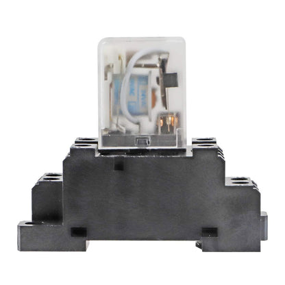 JQX-13FL AC 24V Coil 8 Pin 10A DPDT LED Indicator Electromagnetic Power Relay, with Base, with DIN Rail Slotted Aluminum 2pcs
