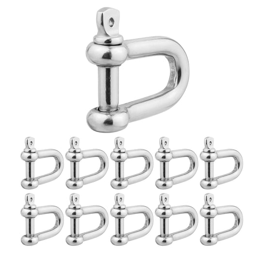 M4 5/32 inch 304 Stainless Steel European Style Anchor Shackle Bow Rigging with Pin Clevis Ring Pack of 10