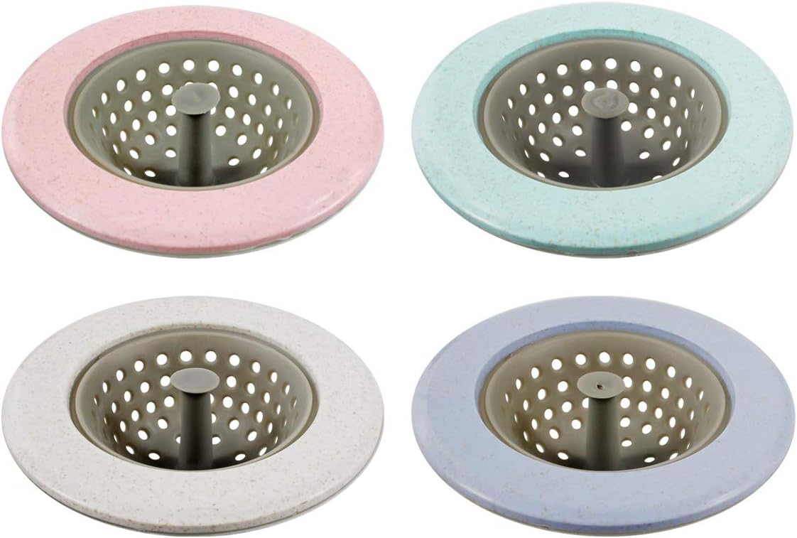 Silicone Sink Strainer - Garbage Disposal Strainer Drain Catcher Plug Drain Cover Kitchen Sink Basket - Beige, Pink, Blue, Green - 4 Pack