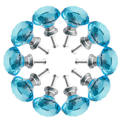 Crystal Glass Cabinet Knobs 30mm Diamond Shape Drawer Kitchen Cabinets Dresser Cupboard Wardrobe Pulls Handles 10 Pcs