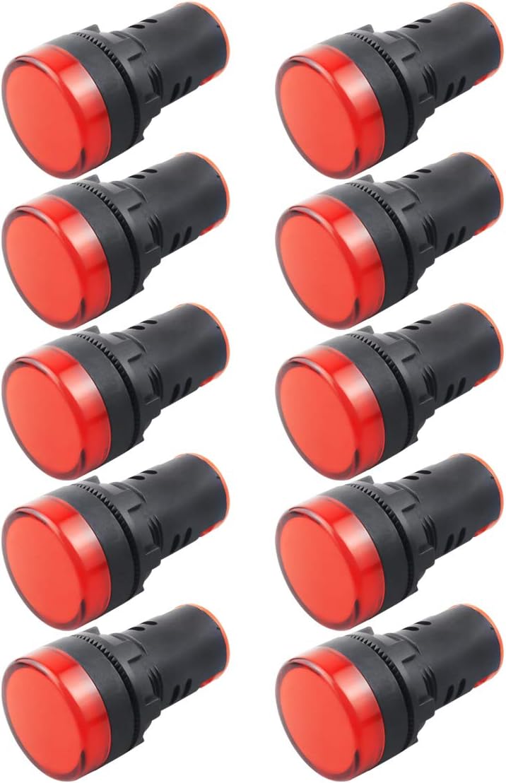 Indicator Light AC/DC 110V 20mA LED Flush Panel Mount Red 10 Pcs