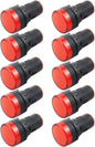 Indicator Light AC/DC 12V 20mA LED Flush Panel Mount Red 10 Pcs