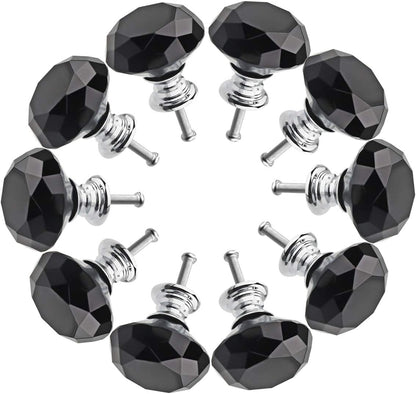 Crystal Glass Cabinet Knobs 30mm Diamond Shape Drawer Kitchen Cabinets Dresser Cupboard Wardrobe Pulls Handles 10 Pcs
