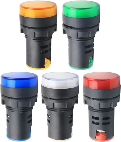 Indicator Light AC/DC 12V 20mA LED Flush Panel Mount Red Green Blue Yellow White 10 Pcs