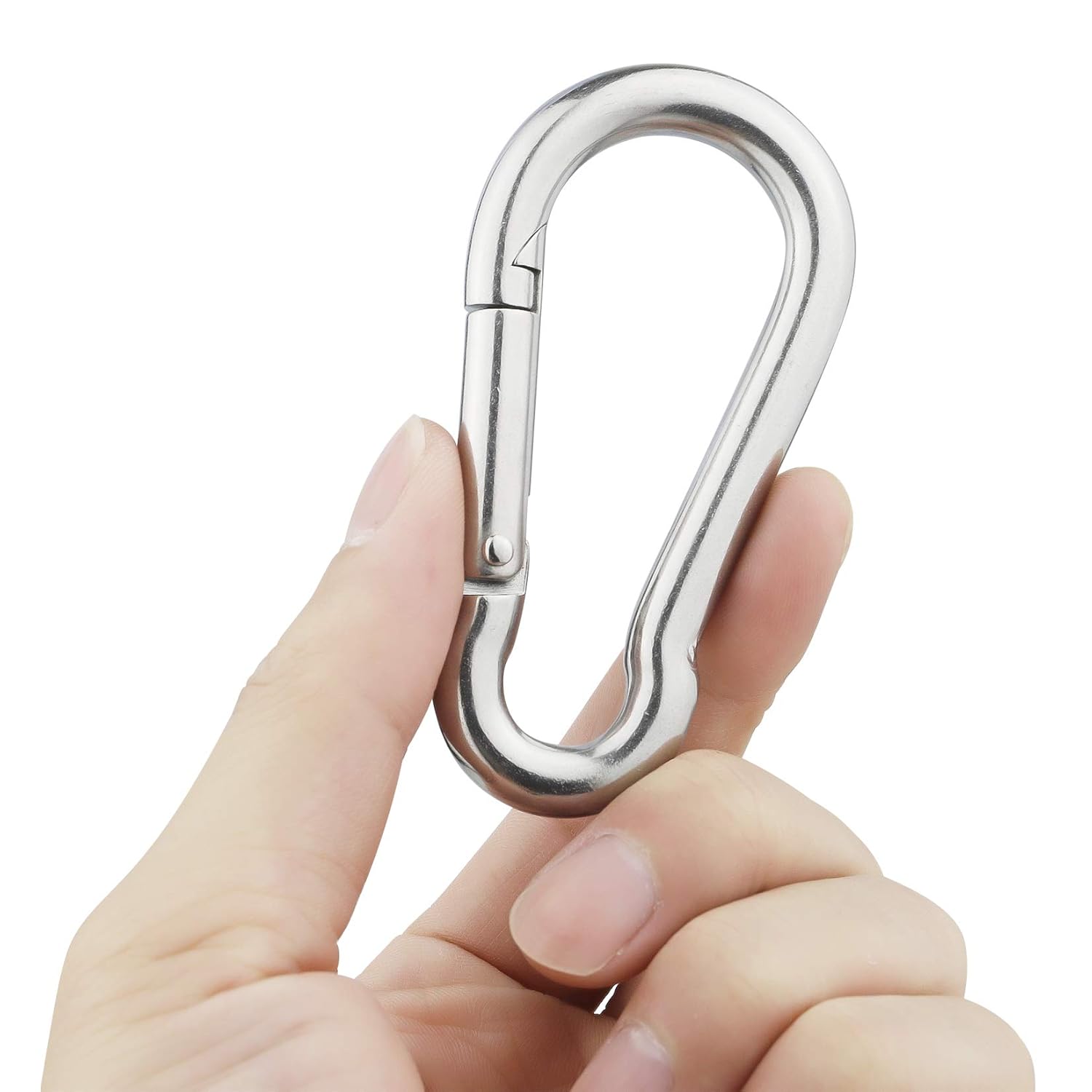 1.57 Inch Stainless Steel Carabiner Clip, 30 Pack, 304 Marine Grade, Heavy Duty Spring Snap Hooks, Mini and Large Sizes