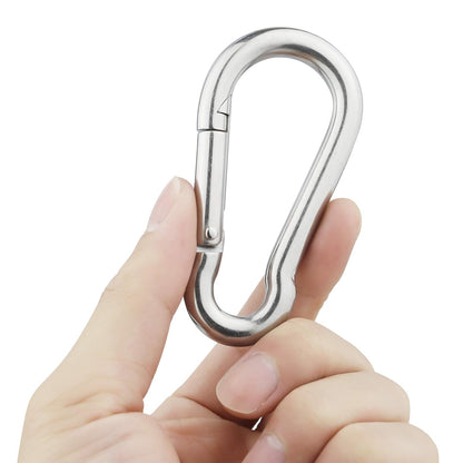1.57 Inch Stainless Steel Carabiner Clip, 30 Pack, 304 Marine Grade, Heavy Duty Spring Snap Hooks, Mini and Large Sizes