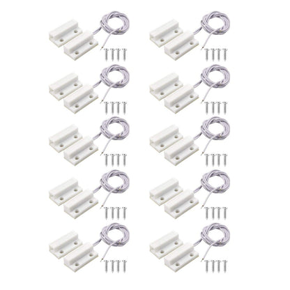 MC-38 Surface Mount Wired NC Door Sensor Alarm Magnetic Reed Switch White 10 Pair