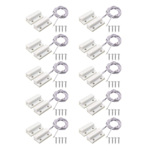 MC-38 Surface Mount Wired NC Door Sensor Alarm Magnetic Reed Switch White 10 Pair