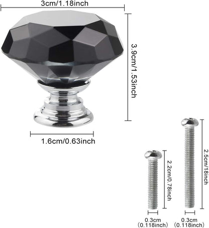 Crystal Glass Cabinet Knobs 30mm Diamond Shape Drawer Kitchen Cabinets Dresser Cupboard Wardrobe Pulls Handles 10 Pcs