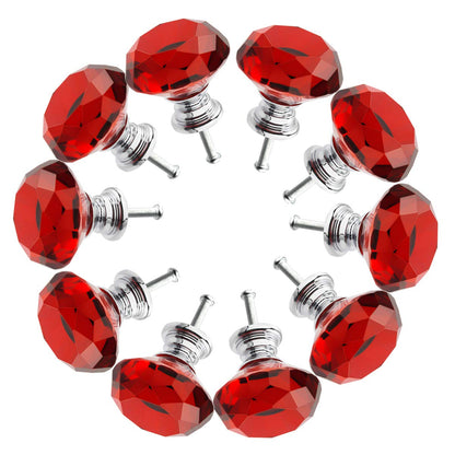 Crystal Glass Cabinet Knobs 30mm Diamond Shape Drawer Kitchen Cabinets Dresser Cupboard Wardrobe Pulls Handles 10 Pcs