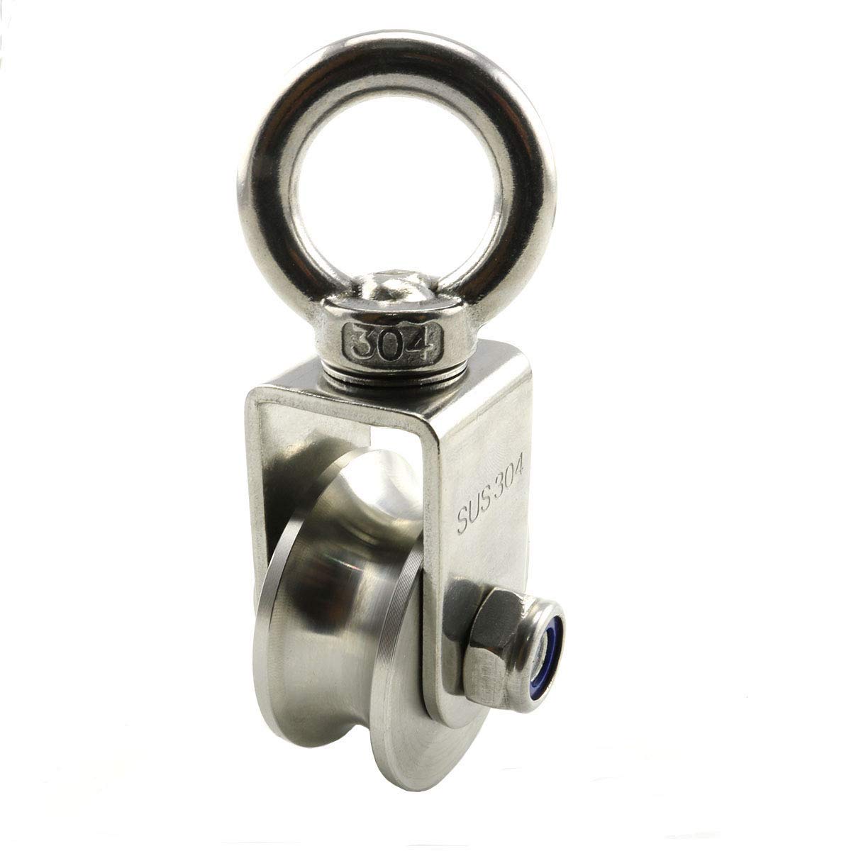 U Cable Pulley Wheel, Swivel Single Pulley Block, Stainless Steel, Bearing Inside, Heavy Duty Good for Pulley System Gym Equipment, Loading 1100lb
