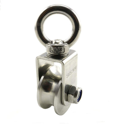 U Cable Pulley Wheel, Swivel Single Pulley Block, Stainless Steel, Bearing Inside, Heavy Duty Good for Pulley System Gym Equipment, Loading 1100lb