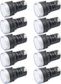 12V/24V/110V 20mA Energy Saving LED Indicator Light Mounting Hole Size 22mm (7/8 Inch) Green Yellow Red Blue White (24V) 10 Pcs (White, 110V)