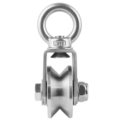 V Type Cable Pulley Wheel, Swivel Single Pulley Block, Stainless Steel, Bearing Inside, Heavy Duty Good for Pulley System Gym Equipment, Loading 1100lb