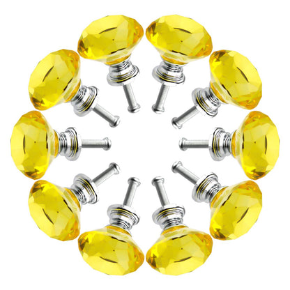 Crystal Glass Cabinet Knobs 30mm Diamond Shape Drawer Kitchen Cabinets Dresser Cupboard Wardrobe Pulls Handles 10 Pcs