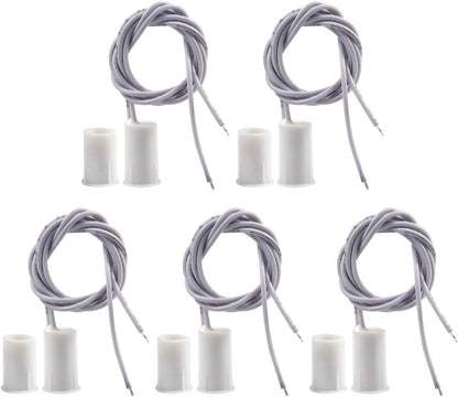 Magnetic Door Switch RC-33 NC Recessed Wired Security Window Door Contact Sensor Alarm White- (5 Sets)