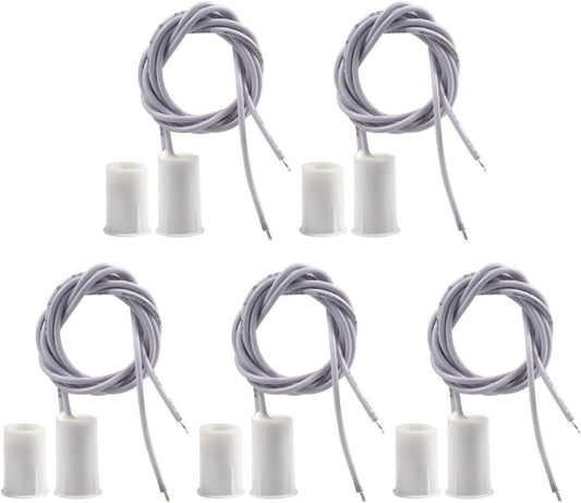 Magnetic Door Switch RC-33 NC Recessed Wired Security Window Door Contact Sensor Alarm White- (5 Sets)