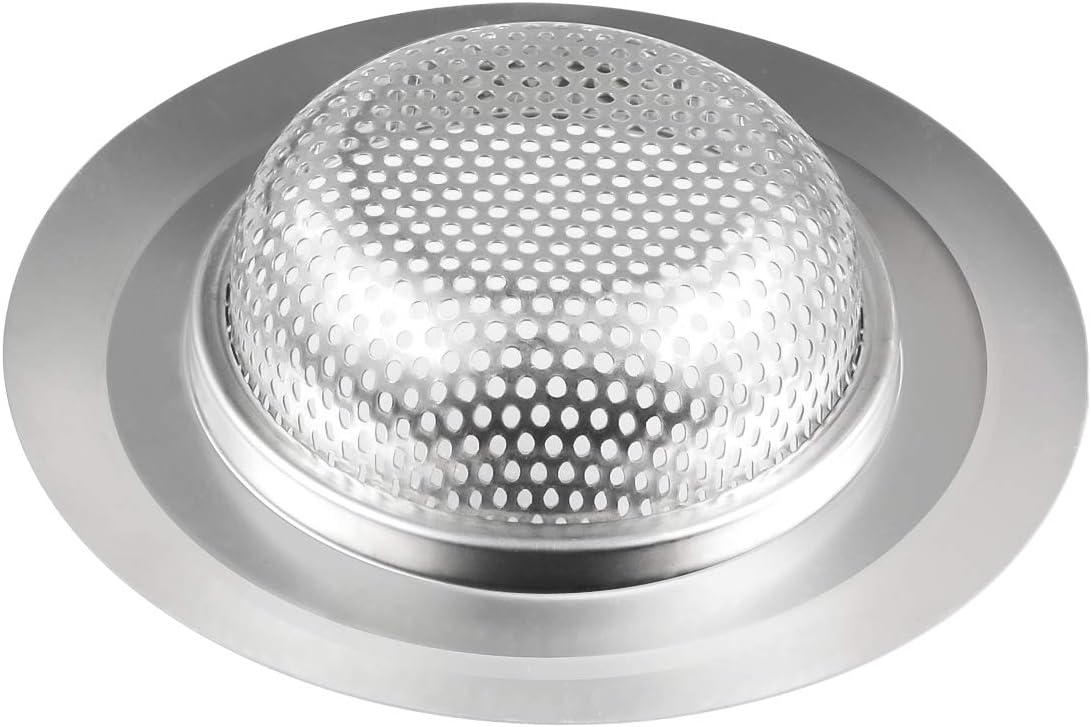 Kitchen Sink Strainer Stainless Steel, Mesh and Punching, Kitchen Sink Drain Strainer, Sink Strainers with Large Wide Rim 4.5" Diameter for Kitchen Sinks 4 Pack