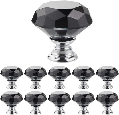 Crystal Glass Cabinet Knobs 30mm Diamond Shape Drawer Kitchen Cabinets Dresser Cupboard Wardrobe Pulls Handles 10 Pcs