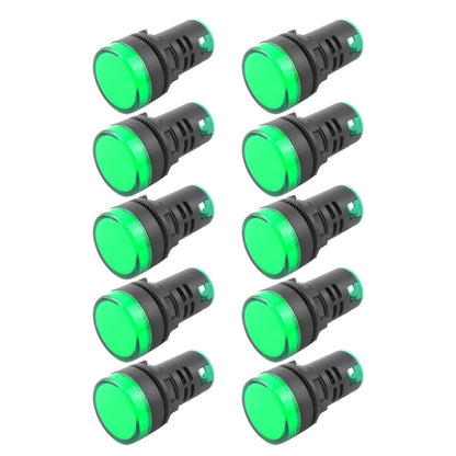 Indicator Light AC/DC 110V 20mA LED Flush Panel Mount Green 10 Pcs