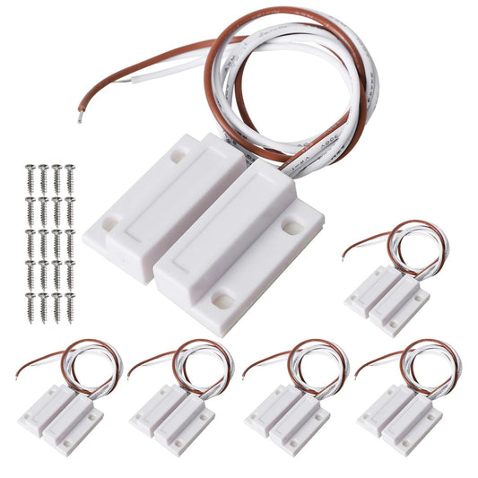 5 Sets of Sensor Alarm Magnetic Reed Switch MC-38B NC and NO Embedded Magnetic Gap Switch White for Door and Window Sensors for Home Security