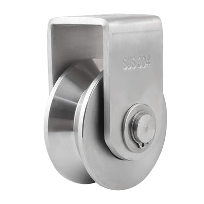 Pulley Block U Type Single Wheel Pulley Block Duplex Bearing 304 Stainless Steel Smooth Loading 880lb/400Kg for Material Handling and Moving
